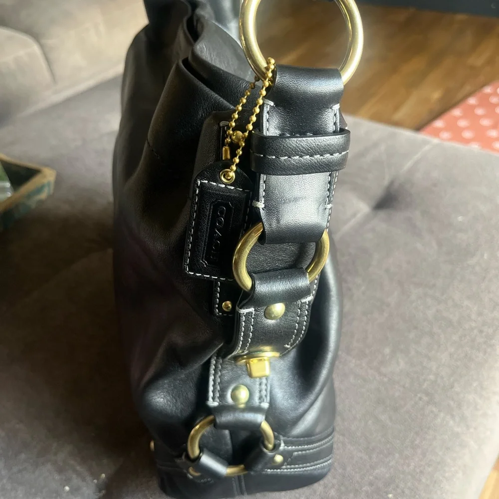 NWT Coach Black Leather Shoulder Bag - Picture 4 of 17